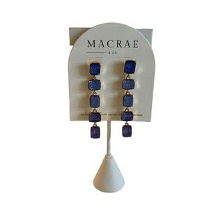 Elegant Iridescent Blue Glass Drop Earrings by woman owned Macrae & Co.